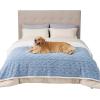 imageBedsure Waterproof Dog Blankets for Medium Dogs  Pet Blanket for Couch Protector Washable Premium Jacquard Coral Fleece Cat Throw Blanket Soft Plush Reversible Furniture Protection30quotx40quot TaupeLight Blue