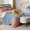 imageBedsure Waterproof Dog Blankets for Medium Dogs  Pet Blanket for Couch Protector Washable Premium Jacquard Coral Fleece Cat Throw Blanket Soft Plush Reversible Furniture Protection30quotx40quot TaupeLight Blue