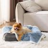 imageBedsure Waterproof Dog Blankets for Medium Dogs  Pet Blanket for Couch Protector Washable Premium Jacquard Coral Fleece Cat Throw Blanket Soft Plush Reversible Furniture Protection30quotx40quot TaupeLight Blue
