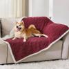 imageBedsure Waterproof Dog Blankets for Medium Dogs  Pet Blanket for Couch Protector Washable Premium Jacquard Coral Fleece Cat Throw Blanket Soft Plush Reversible Furniture Protection30quotx40quot TaupeBurgundy