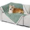 imageBedsure Waterproof Dog Blankets for Medium Dogs  Pet Blanket for Couch Protector Washable Premium Jacquard Coral Fleece Cat Throw Blanket Soft Plush Reversible Furniture Protection30quotx40quot TaupeSage Green