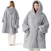 imageBedsure Wearable Blanket Hoodie  Gifts for Girlfriend Warm Cozy Fluffy Birthday Present ideas for Wife Soft Sweatshirt Gifts for Women Oversized Hooded Blankets With Sleeves GreyGrey