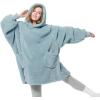 imageBedsure Wearable Blanket Hoodie  Gifts for Girlfriend Warm Cozy Fluffy Birthday Present ideas for Wife Soft Sweatshirt Gifts for Women Oversized Hooded Blankets With Sleeves GreyLight Green