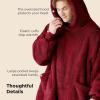 imageBedsure Wearable Blanket Hoodie  Gifts for Girlfriend Warm Cozy Fluffy Birthday Present ideas for Wife Soft Sweatshirt Gifts for Women Oversized Hooded Blankets With Sleeves GreyDark Red
