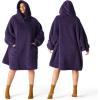 imageBedsure Wearable Blanket Hoodie  Gifts for Girlfriend Warm Cozy Fluffy Birthday Present ideas for Wife Soft Sweatshirt Gifts for Women Oversized Hooded Blankets With Sleeves GreyDark Purple