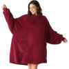 imageBedsure Wearable Blanket Hoodie  Gifts for Girlfriend Warm Cozy Fluffy Birthday Present ideas for Wife Soft Sweatshirt Gifts for Women Oversized Hooded Blankets With Sleeves GreyDark Red