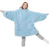 imageBedsure Wearable Blanket Hoodie  Gifts for Girlfriend Warm Cozy Fluffy Birthday Present ideas for Wife Soft Sweatshirt Gifts for Women Oversized Hooded Blankets With Sleeves GreySky Blue