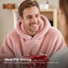 imageBedsure Wearable Blanket Hoodie  Gifts for Girlfriend Warm Cozy Fluffy Birthday Present ideas for Wife Soft Sweatshirt Gifts for Women Oversized Hooded Blankets With Sleeves GreyPink