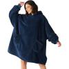 imageBedsure Wearable Blanket Hoodie  Gifts for Girlfriend Warm Cozy Fluffy Birthday Present ideas for Wife Soft Sweatshirt Gifts for Women Oversized Hooded Blankets With Sleeves GreyNavy