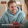 imageBedsure Wearable Blanket Hoodie  Gifts for Girlfriend Warm Cozy Fluffy Birthday Present ideas for Wife Soft Sweatshirt Gifts for Women Oversized Hooded Blankets With Sleeves GreyLight Green