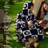 imageBedsure Wearable Blanket Hoodie Birthday Gifts for Girlfriend  Shaggy Sherpa Checkered Blanket Hoodie for Women Adults Men Warm Hooded Sweatshirt Chessboard PatternBlack