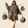 imageBedsure Wearable Blanket Hoodie Birthday Gifts for Girlfriend  Shaggy Sherpa Checkered Blanket Hoodie for Women Adults Men Warm Hooded Sweatshirt Chessboard PatternOlive Green