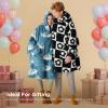 imageBedsure Wearable Blanket Hoodie Birthday Gifts for Girlfriend  Shaggy Sherpa Checkered Blanket Hoodie for Women Adults Men Warm Hooded Sweatshirt Chessboard PatternBlack