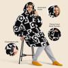 imageBedsure Wearable Blanket Hoodie Birthday Gifts for Girlfriend  Shaggy Sherpa Checkered Blanket Hoodie for Women Adults Men Warm Hooded Sweatshirt Chessboard PatternBlack