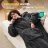 imageBedsure Wearable Blanket Hoodie Gifts for Girlfriend Wife Women  Giant Shaggy Sherpa Cozy Soft Oversized Hooded BlanketCharcoal