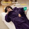 imageBedsure Wearable Blanket Hoodie Gifts for Girlfriend Wife Women  Giant Shaggy Sherpa Cozy Soft Oversized Hooded BlanketDark Purple