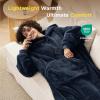 imageBedsure Wearable Blanket Hoodie Gifts for Girlfriend Wife Women  Giant Shaggy Sherpa Cozy Soft Oversized Hooded BlanketNavy