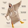 imageBedsure Wearable Blanket Hoodie Long Hooded Blanket Sweatshirt as Birthday Gifts for Women Cozy Sherpa Hoodie for Adult Standard Dark PurpleBeige