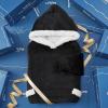imageBedsure Wearable Blanket Hoodie Long Hooded Blanket Sweatshirt as Birthday Gifts for Women Cozy Sherpa Hoodie for Adult Standard Dark PurpleBlack