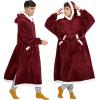 imageBedsure Wearable Blanket Hoodie Long Hooded Blanket Sweatshirt as Birthday Gifts for Women Cozy Sherpa Hoodie for Adult Standard Dark PurpleBurgundy