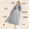 imageBedsure Wearable Blanket Hoodie Long Hooded Blanket Sweatshirt as Birthday Gifts for Women Cozy Sherpa Hoodie for Adult Standard Dark PurpleConcrete Grey