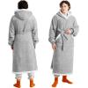 imageBedsure Wearable Blanket Hoodie Long Hooded Blanket Sweatshirt as Birthday Gifts for Women Cozy Sherpa Hoodie for Adult Standard Dark PurpleConcrete Grey