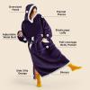 imageBedsure Wearable Blanket Hoodie Long Hooded Blanket Sweatshirt as Birthday Gifts for Women Cozy Sherpa Hoodie for Adult Standard Dark PurpleDark Purple