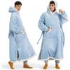 imageBedsure Wearable Blanket Hoodie Long Hooded Blanket Sweatshirt as Birthday Gifts for Women Cozy Sherpa Hoodie for Adult Standard Dark PurpleDream Blue