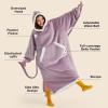 imageBedsure Wearable Blanket Hoodie Long Hooded Blanket Sweatshirt as Birthday Gifts for Women Cozy Sherpa Hoodie for Adult Standard Dark PurpleLavender