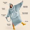 imageBedsure Wearable Blanket Hoodie Long Hooded Blanket Sweatshirt as Birthday Gifts for Women Cozy Sherpa Hoodie for Adult Standard Dark PurpleLight Green