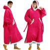 imageBedsure Wearable Blanket Hoodie Long Hooded Blanket Sweatshirt as Birthday Gifts for Women Cozy Sherpa Hoodie for Adult Standard Dark PurpleMagenta