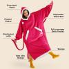 imageBedsure Wearable Blanket Hoodie Long Hooded Blanket Sweatshirt as Birthday Gifts for Women Cozy Sherpa Hoodie for Adult Standard Dark PurpleMagenta