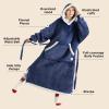 imageBedsure Wearable Blanket Hoodie Long Hooded Blanket Sweatshirt as Birthday Gifts for Women Cozy Sherpa Hoodie for Adult Standard Dark PurpleOcean Blue