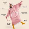imageBedsure Wearable Blanket Hoodie Long Hooded Blanket Sweatshirt as Birthday Gifts for Women Cozy Sherpa Hoodie for Adult Standard Dark PurpleRose Pink