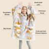 imageBedsure Wearable Blanket Hoodie Sherpa Hooded Blanket Printed for Adult ampamp Kids as Gifts for Women Mom Gifts Sherpa Hoodie Standard Mushroom BeigeSilver Grey