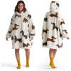 imageBedsure Wearable Blanket Hoodie Sherpa Hooded Blanket Printed for Adult ampamp Kids as Gifts for Women Mom Gifts Sherpa Hoodie Standard Mushroom BeigeGrey