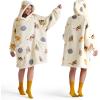 imageBedsure Wearable Blanket Hoodie Sherpa Hooded Blanket Printed for Adult ampamp Kids as Gifts for Women Mom Gifts Sherpa Hoodie Standard Mushroom BeigeLight Beige