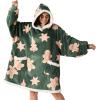 imageBedsure Wearable Blanket Hoodie Sherpa Hooded Blanket Printed for Adult ampamp Kids as Gifts for Women Mom Gifts Sherpa Hoodie Standard Mushroom BeigeOlive Green