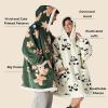 imageBedsure Wearable Blanket Hoodie Sherpa Hooded Blanket Printed for Adult ampamp Kids as Gifts for Women Mom Gifts Sherpa Hoodie Standard Mushroom BeigeOlive Green