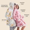 imageBedsure Wearable Blanket Hoodie Sherpa Hooded Blanket Printed for Adult ampamp Kids as Gifts for Women Mom Gifts Sherpa Hoodie Standard Mushroom BeigePeach Pink