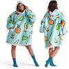 imageBedsure Wearable Blanket Hoodie Sherpa Hooded Blanket Printed for Adult ampamp Kids as Gifts for Women Mom Gifts Sherpa Hoodie Standard Mushroom BeigeTeal