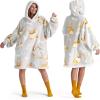 imageBedsure Wearable Blanket Hoodie Sherpa Hooded Blanket Printed for Adult ampamp Kids as Gifts for Women Mom Gifts Sherpa Hoodie Standard Mushroom BeigeSilver Grey