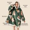 imageBedsure Wearable Blanket Hoodie Sherpa Hooded Blanket Printed for Adult ampamp Kids as Gifts for Women Mom Gifts Sherpa Hoodie Standard Mushroom BeigeOlive Green