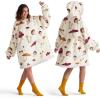 imageBedsure Wearable Blanket Hoodie Sherpa Hooded Blanket Printed for Adult ampamp Kids as Gifts for Women Mom Gifts Sherpa Hoodie Standard Mushroom BeigeBeige