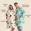 imageBedsure Wearable Blanket Hoodie Sherpa Hooded Blanket Printed for Adult ampamp Kids as Gifts for Women Mom Gifts Sherpa Hoodie Standard Mushroom BeigeBeige