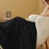 imageBedsure White Throw Fleece Blanket for Couch  Super GentleSoft Cozy Blankets for Women Cute Small Throws for Girls 50x60 Inches Wider Striped DesignBlack