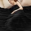 imageBedsure White Throw Fleece Blanket for Couch  Super GentleSoft Cozy Blankets for Women Cute Small Throws for Girls 50x60 Inches Wider Striped DesignBlack