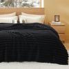 imageBedsure White Throw Fleece Blanket for Couch  Super GentleSoft Cozy Blankets for Women Cute Small Throws for Girls 50x60 Inches Wider Striped DesignBlack