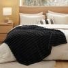 imageBedsure White Throw Fleece Blanket for Couch  Super GentleSoft Cozy Blankets for Women Cute Small Throws for Girls 50x60 Inches Wider Striped DesignBlack