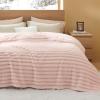 imageBedsure White Throw Fleece Blanket for Couch  Super GentleSoft Cozy Blankets for Women Cute Small Throws for Girls 50x60 Inches Wider Striped DesignCrystal Pink